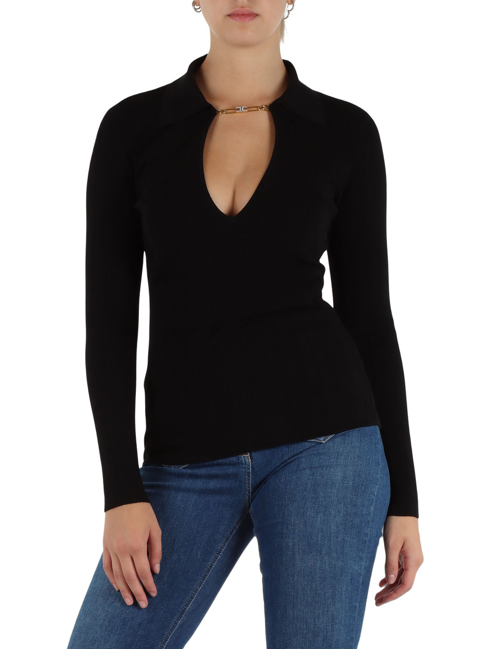 NERO | Maglia a costine in misto seta e lyocell