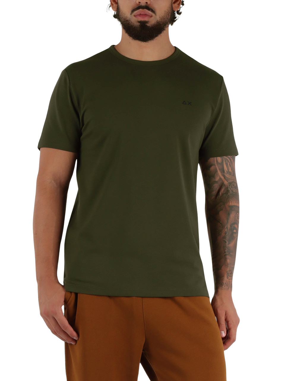 VERDE SCURO | T-shirt in cotone piquet con ricamo logo
