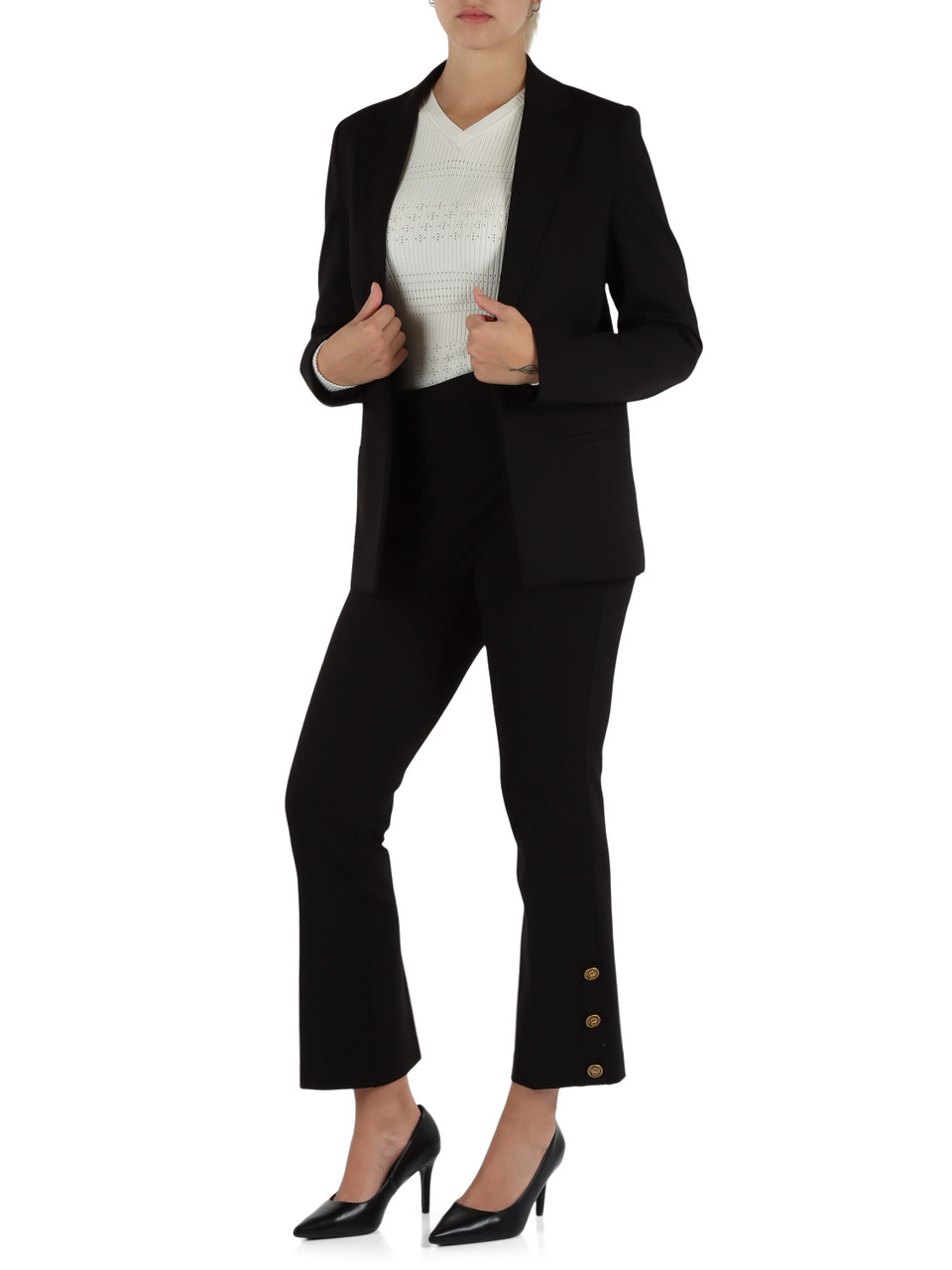 NERO | Pantalone Punto Milano in misto viscosa