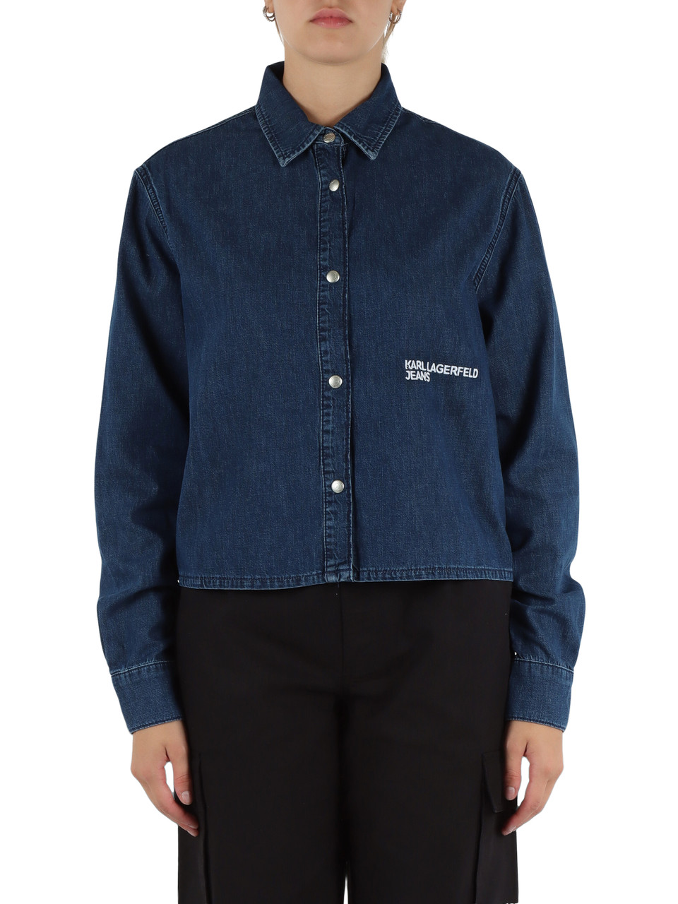 BLU | Camicia jeans boxy fit con ricamo logo