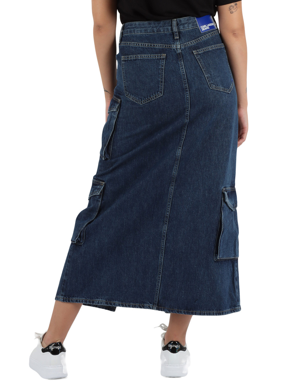 BLU | Maxi gonna jeans con tasche cargo