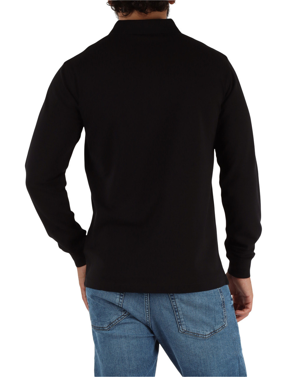 NERO | Polo manica lunga in cotone piquet con ricamo logo