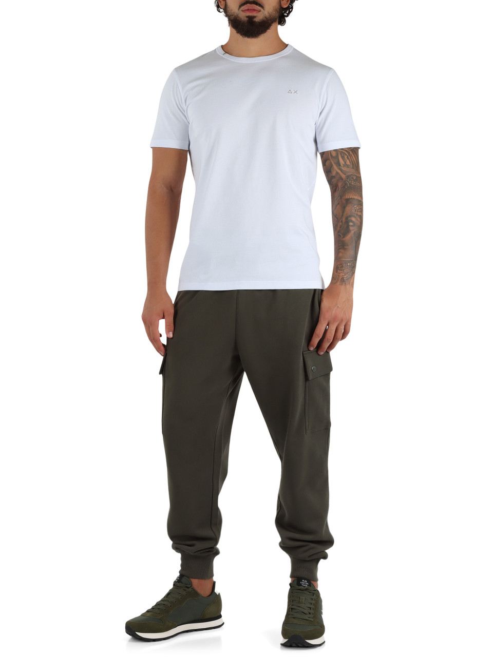 BIANCO | T-shirt in cotone con ricamo logo frontale