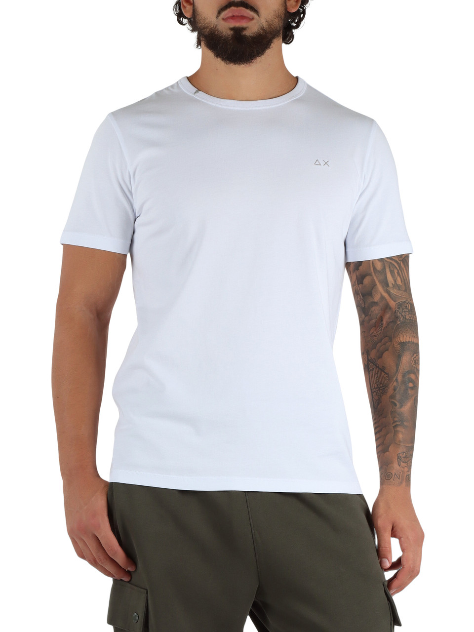BIANCO | T-shirt in cotone con ricamo logo frontale