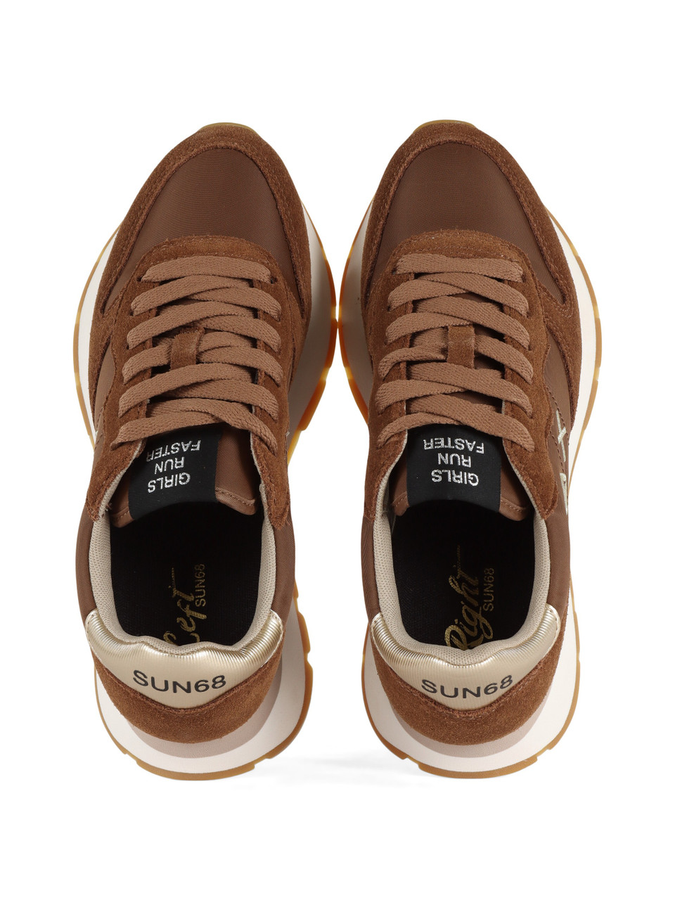 MARRONE | Sneakers in pelle e tessuto ALLY GOLD SILVER
