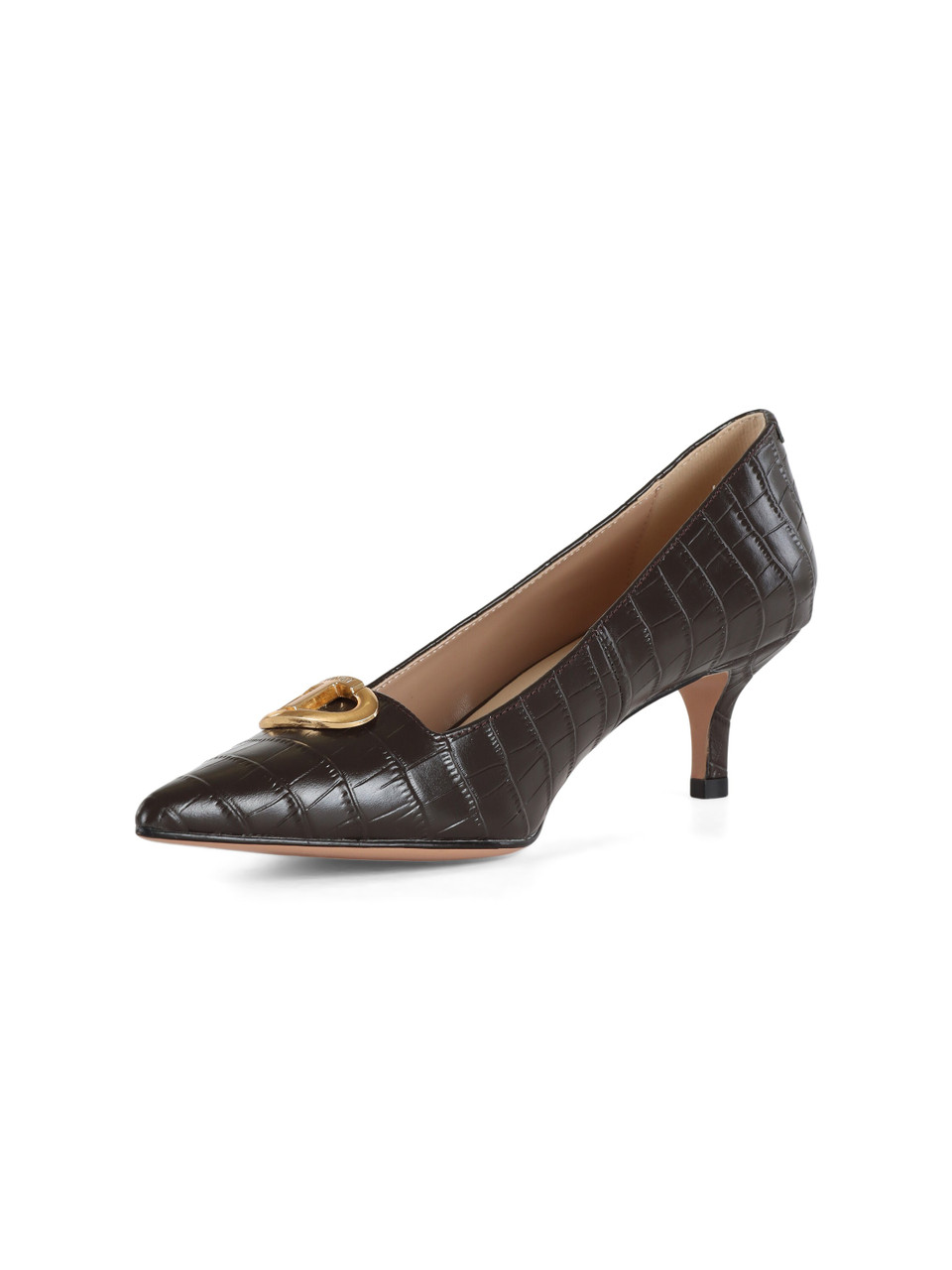 MARRONE | Décolleté in pelle con tacco kitten