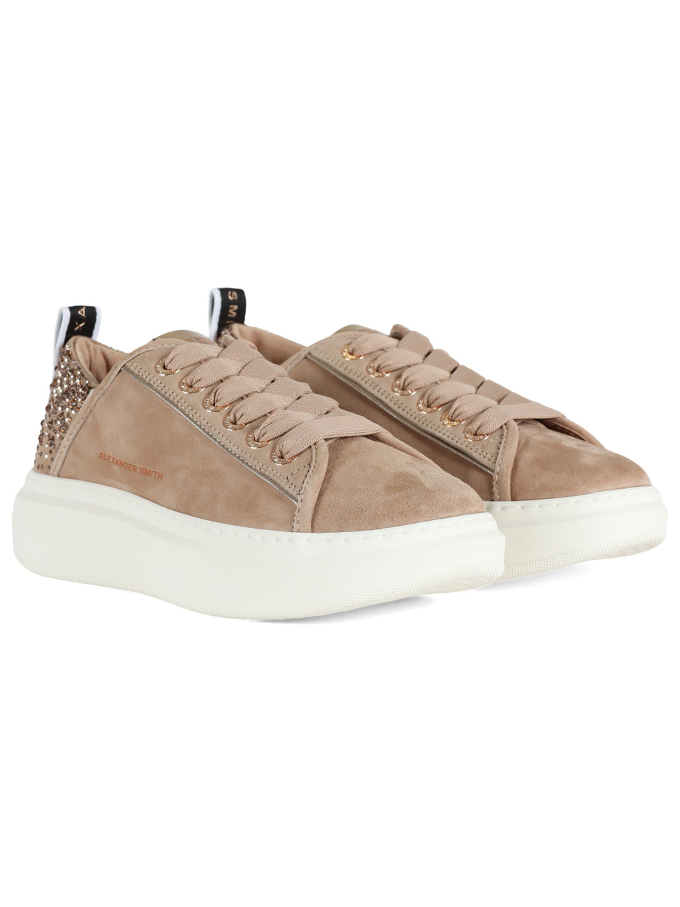 BEIGE | Sneakers in pelle WEMBLEY con strass applicati