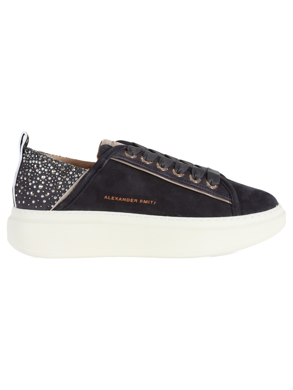 BLU SCURO | Sneakers in pelle WEMBLEY con strass applicati