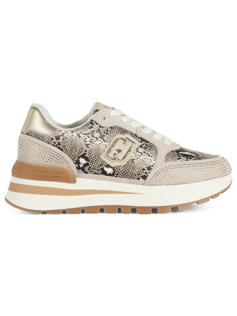 BEIGE | Sneakers in pelle ed ecopelle AMAZING 25 con strass