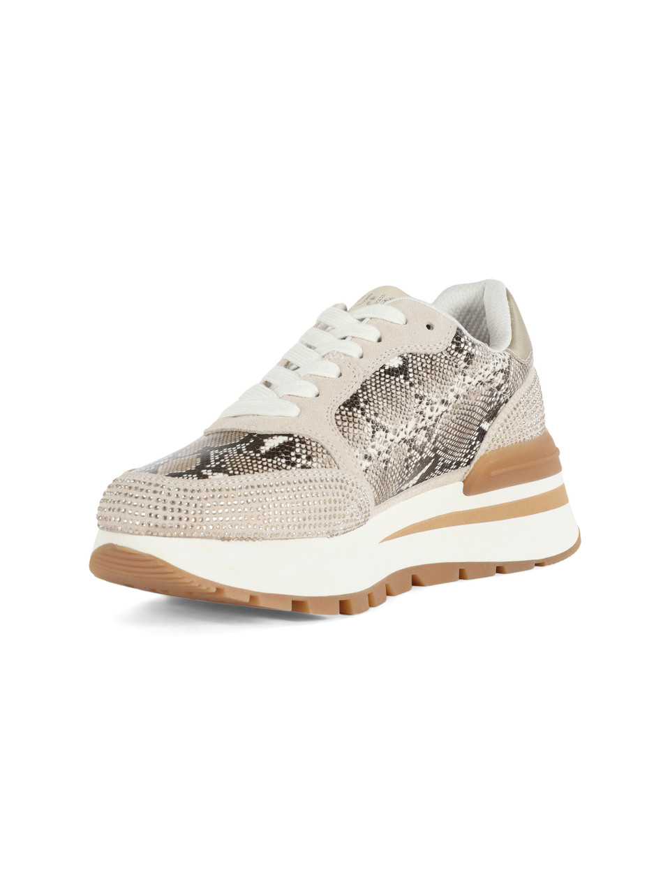 BEIGE | Sneakers in pelle ed ecopelle AMAZING 25 con strass