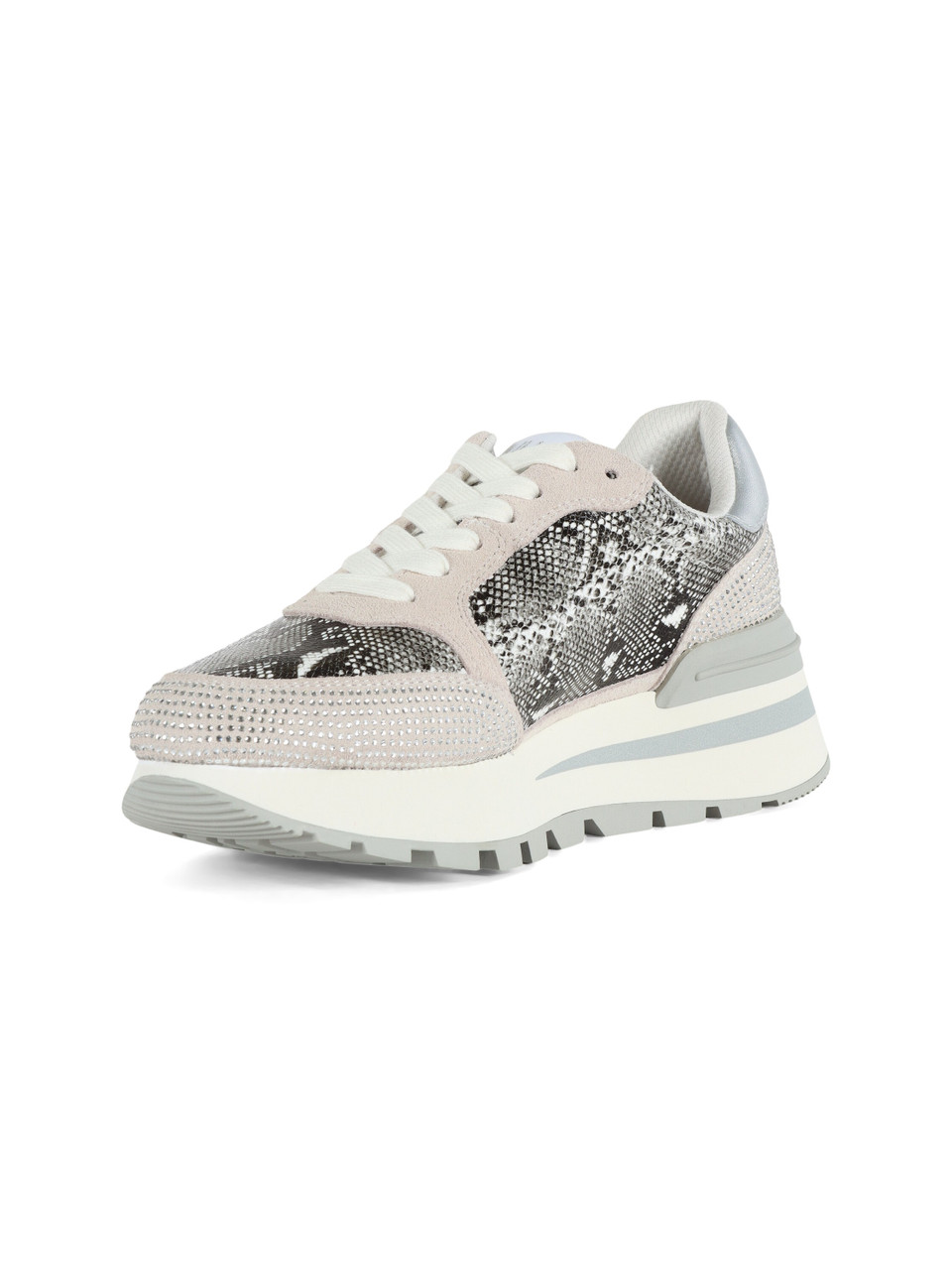 GRIGIO | Sneakers in pelle ed ecopelle AMAZING 25 con strass