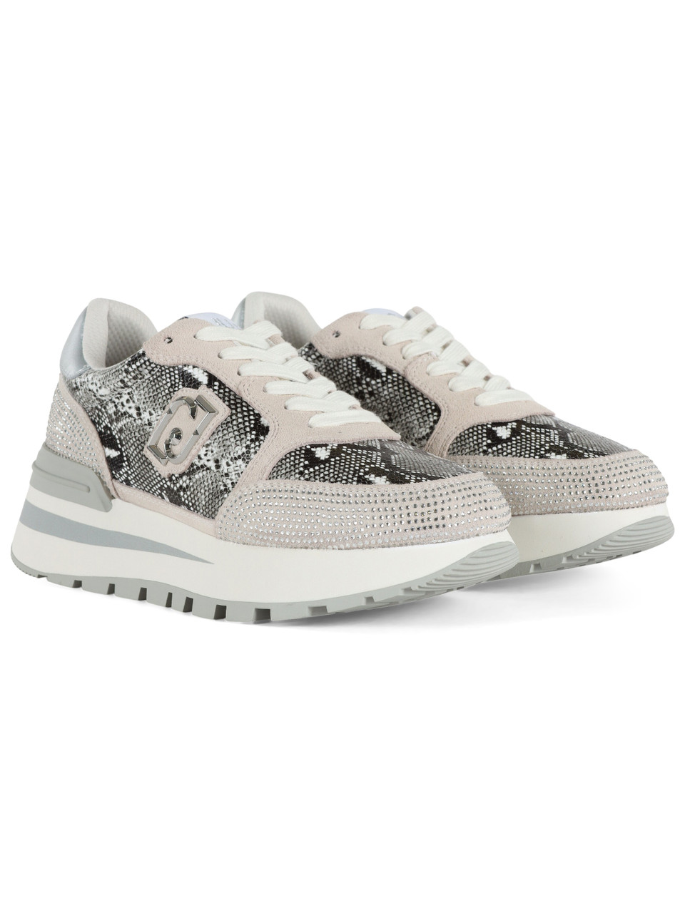 GRIGIO | Sneakers in pelle ed ecopelle AMAZING 25 con strass