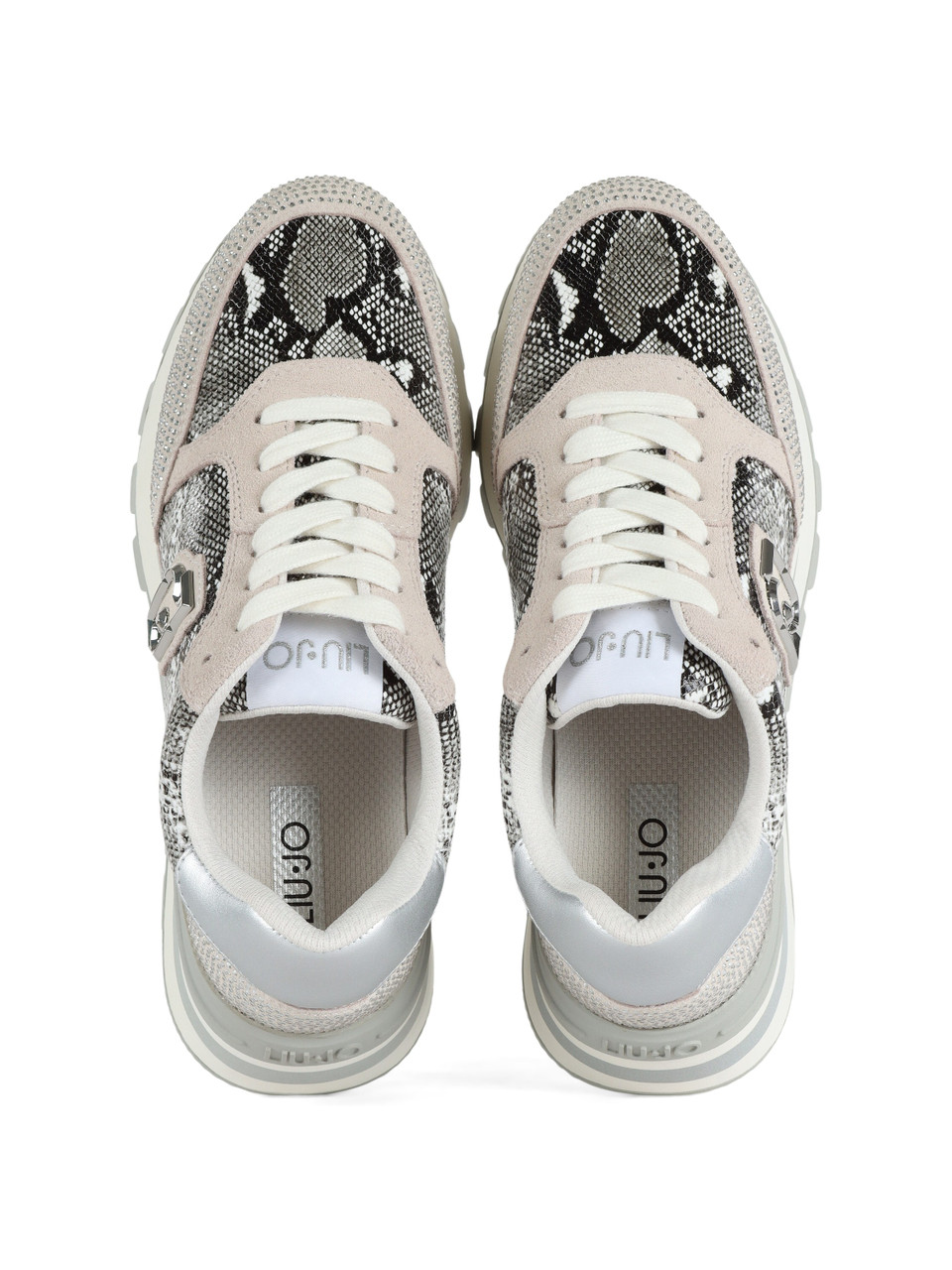 GRIGIO | Sneakers in pelle ed ecopelle AMAZING 25 con strass