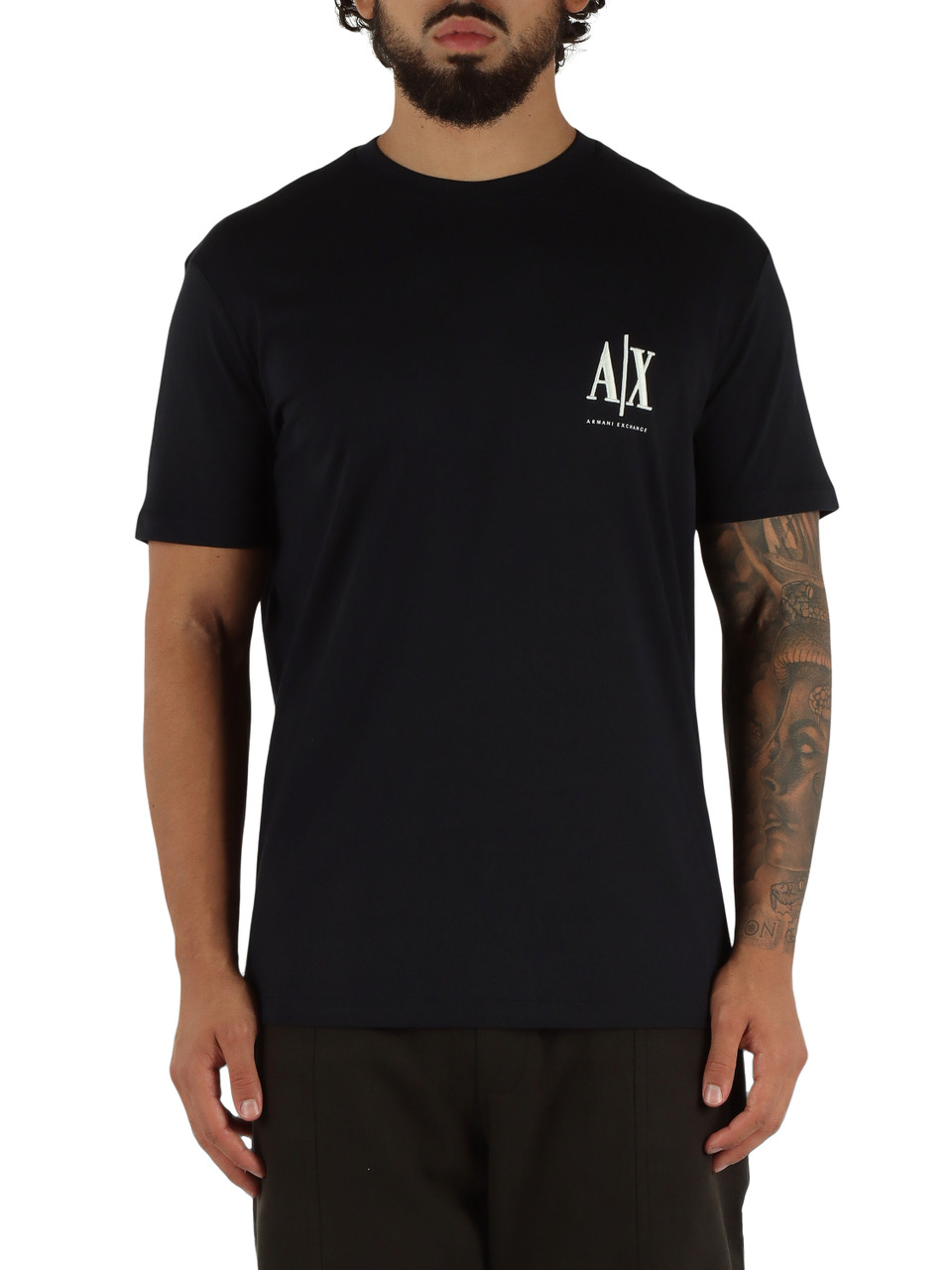 BLU SCURO | T-shirt in cotone con ricamo logo frontale