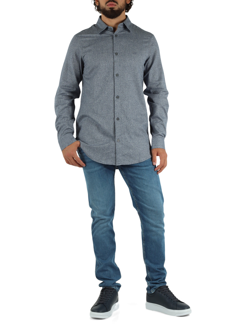 BLU CHIARO | Camicia regular fit in cotone con ricamo logo