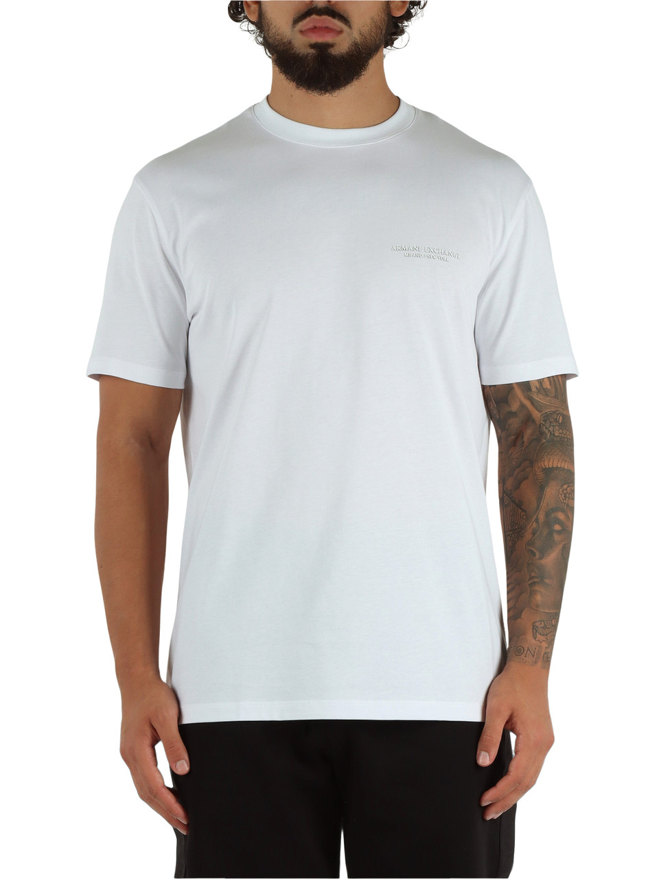 BIANCO | T-shirt in cotone regular fit con scritta logo frontale