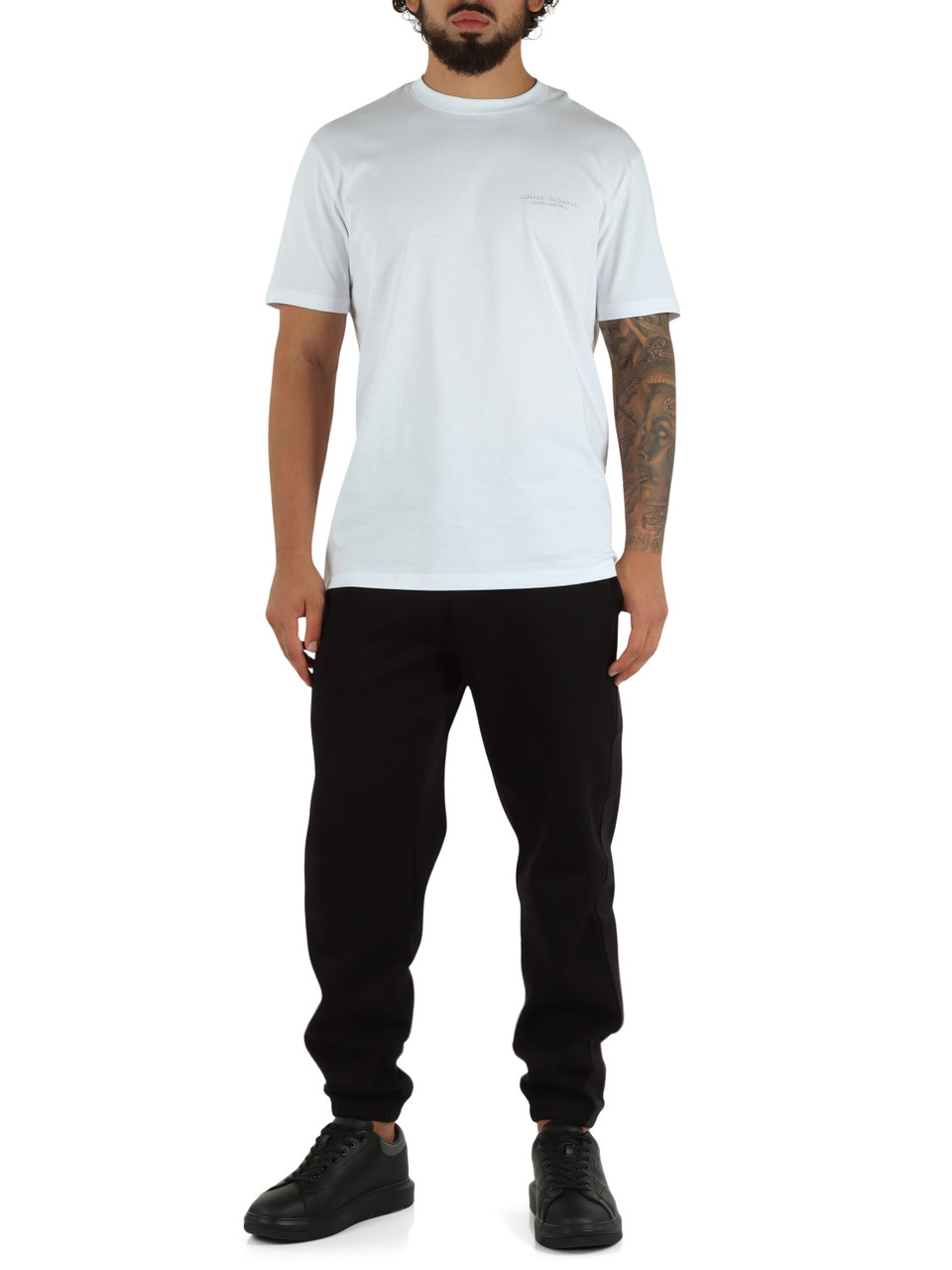 BIANCO | T-shirt in cotone regular fit con scritta logo frontale