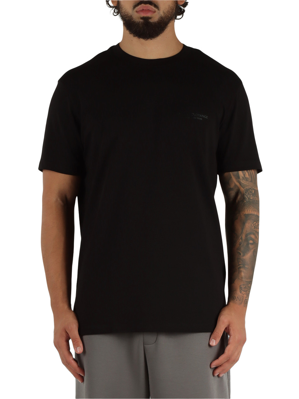 NERO | T-shirt in cotone regular fit con scritta logo frontale