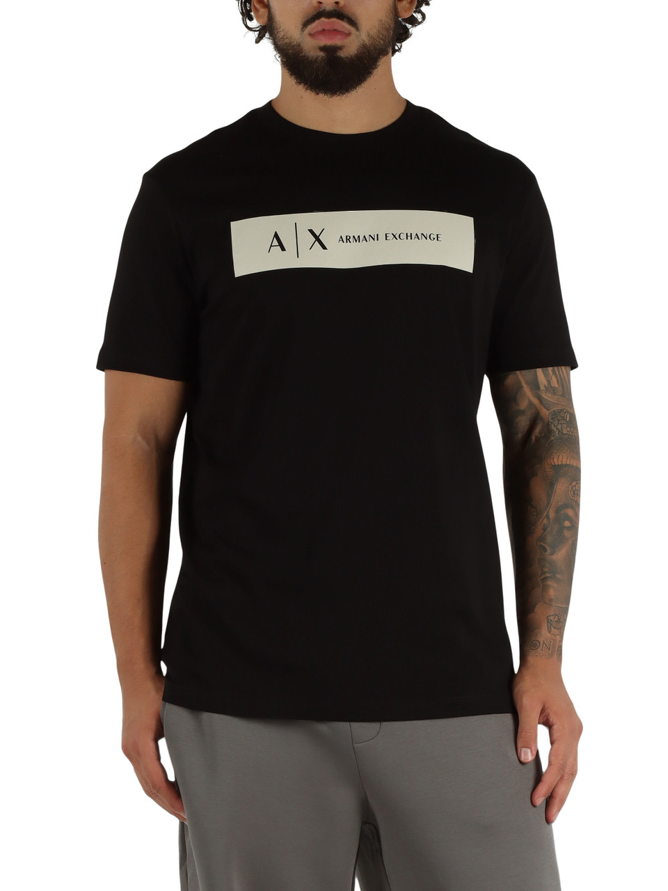 NERO | T-shirt in cotone regular fit con stampa logo frontale