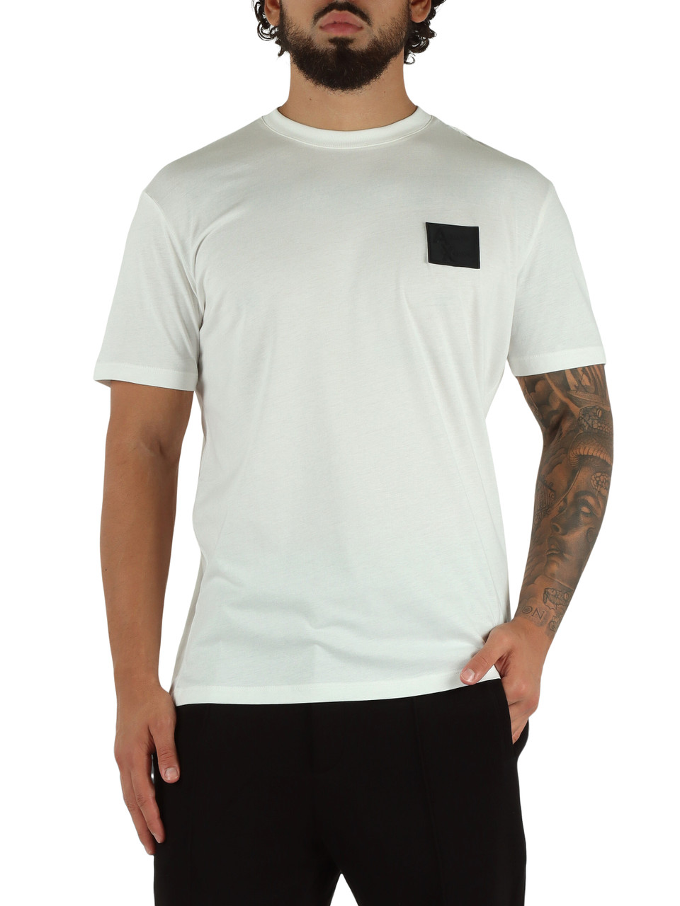 OFF WHITE | T-shirt in cotone regular fit con patch logo frontale