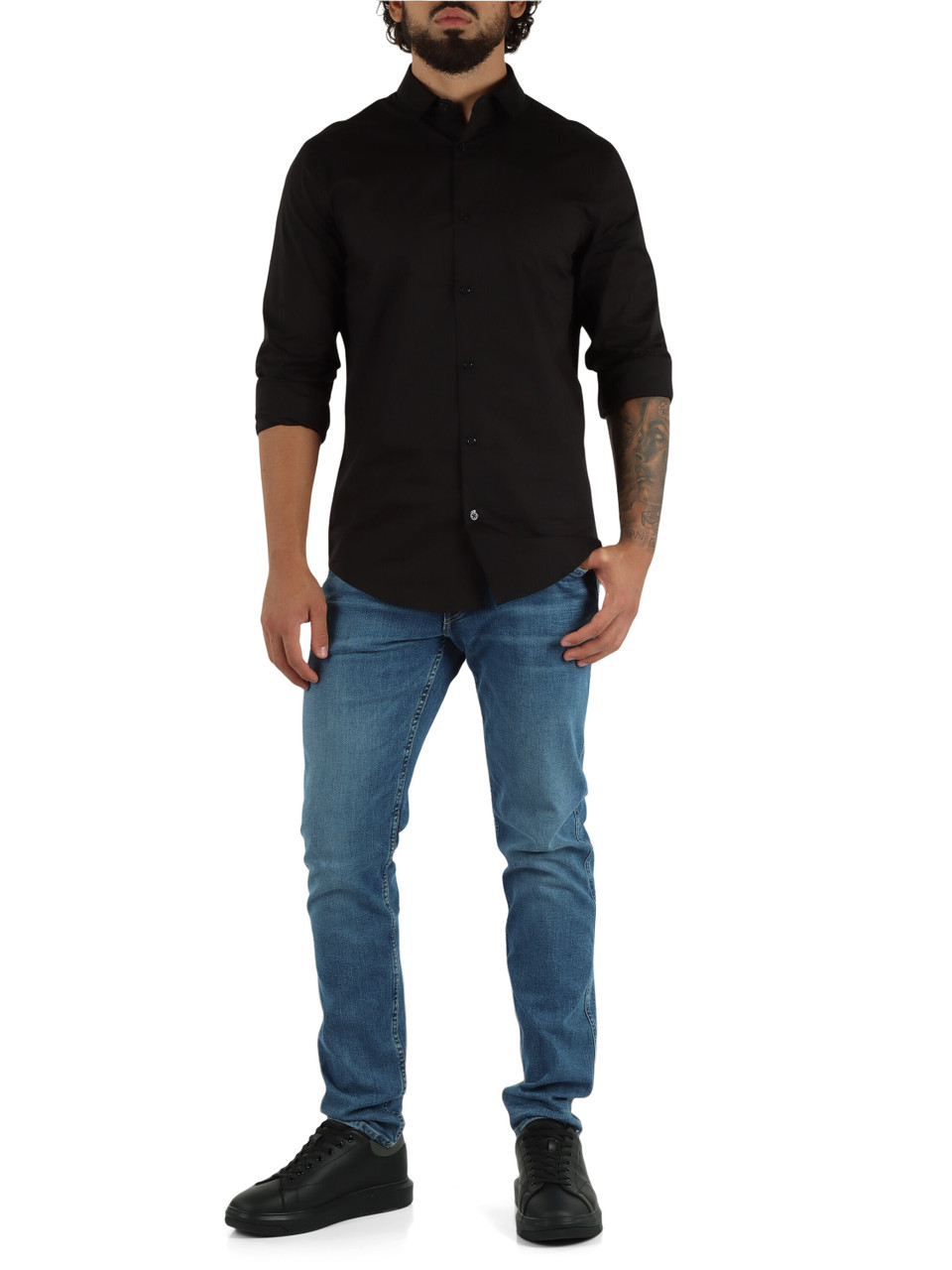NERO | Camicia slim fit in cotone stretch