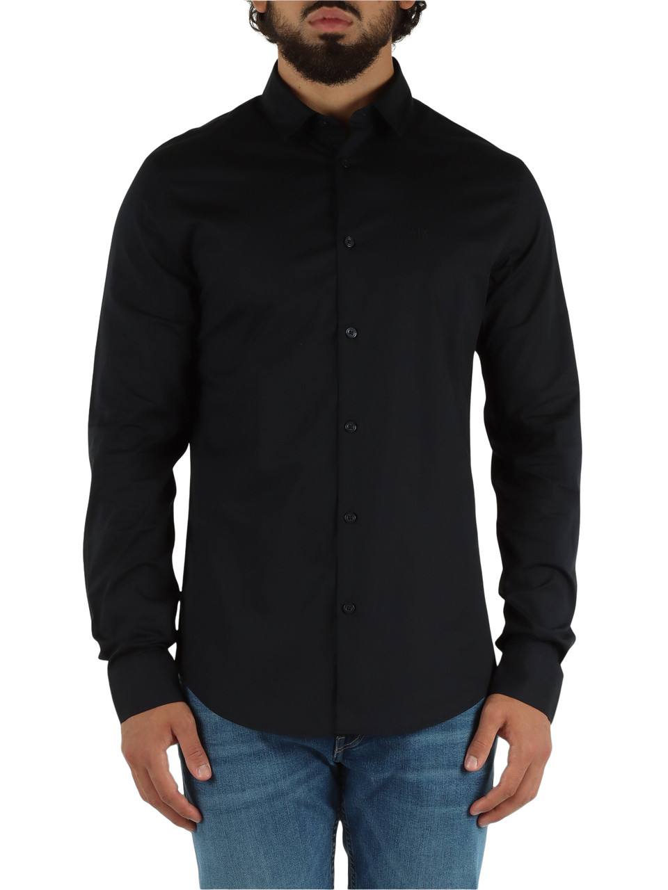 BLU SCURO | Camicia slim fit in cotone stretch
