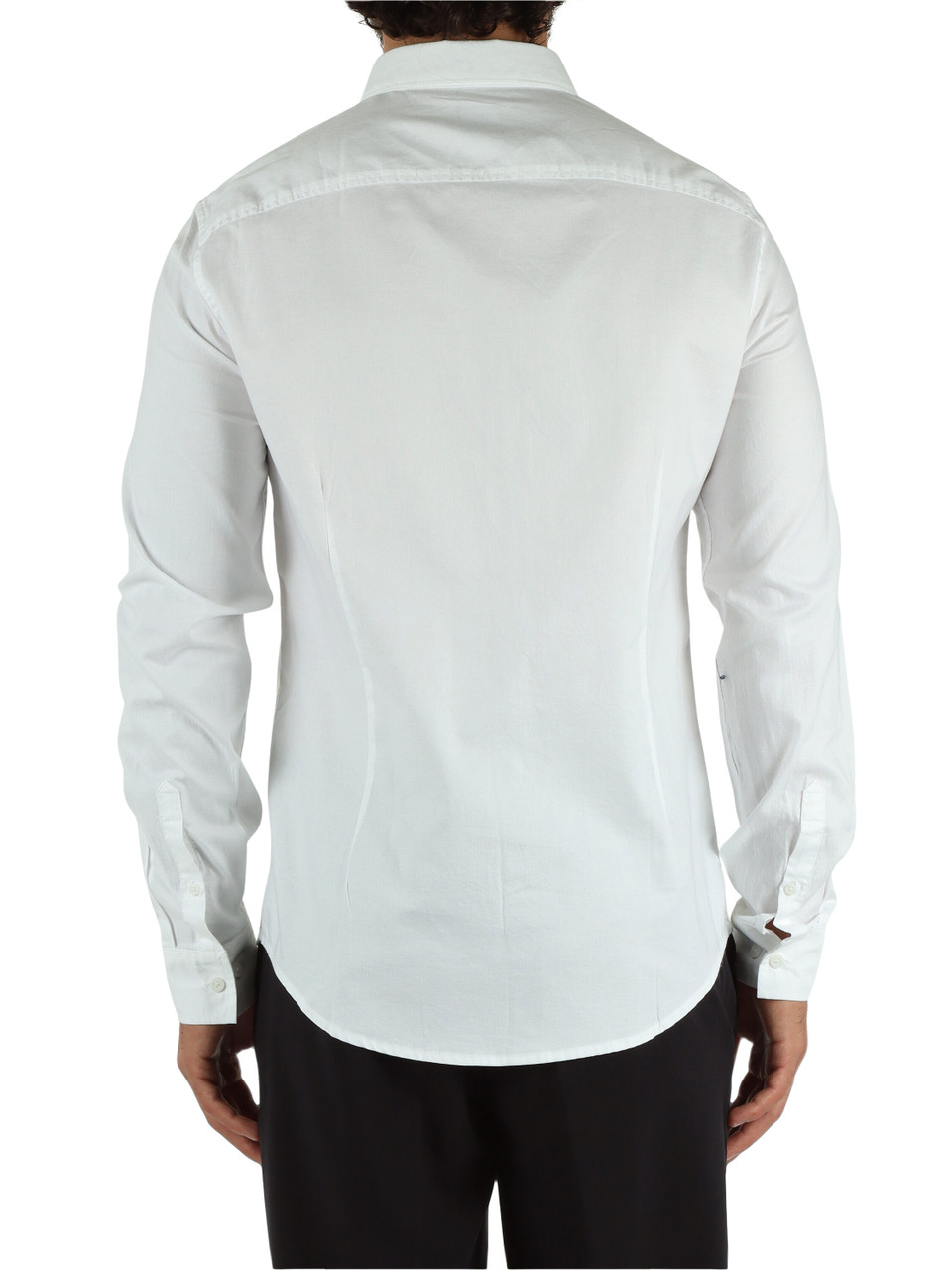 BIANCO | Camicia slim fit in cotone con ricamo logo