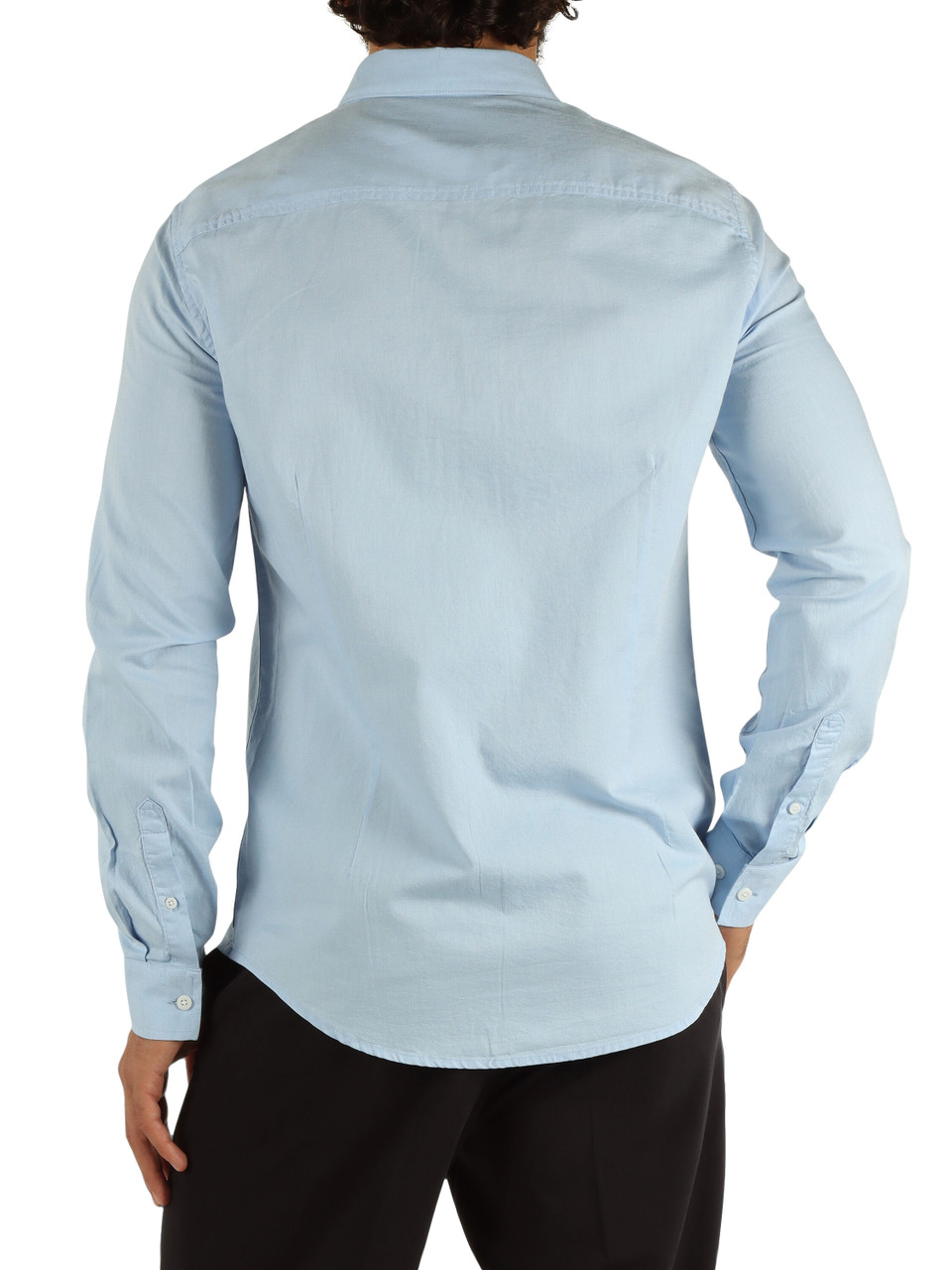 AZZURRO | Camicia slim fit in cotone con ricamo logo