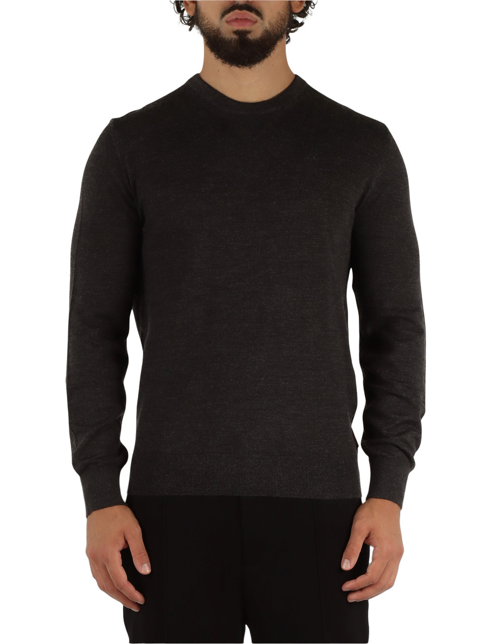 GRIGIO SCURO | Maglia girocollo in lana vergine