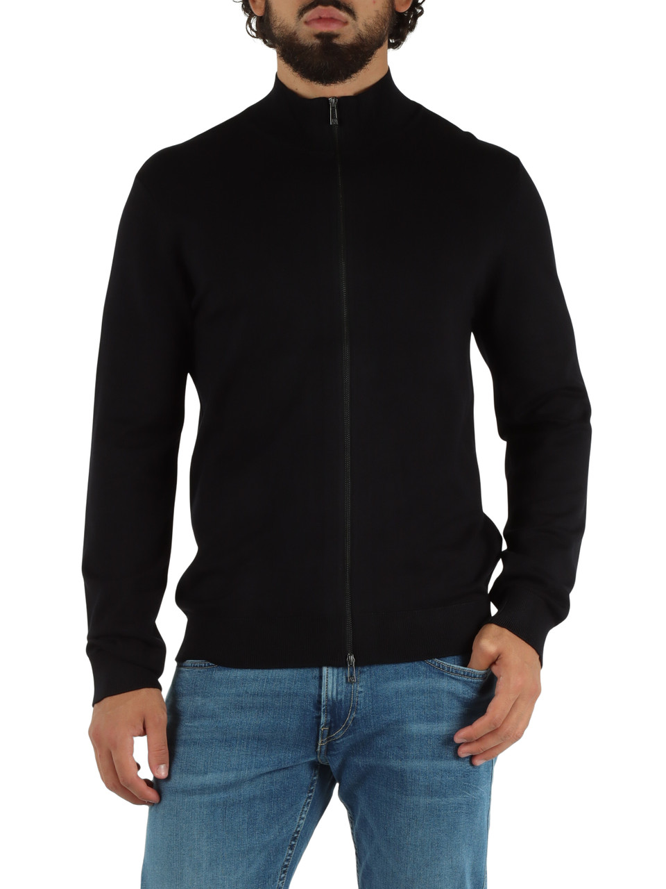BLU SCURO | Cardigan con zip in misto viscosa
