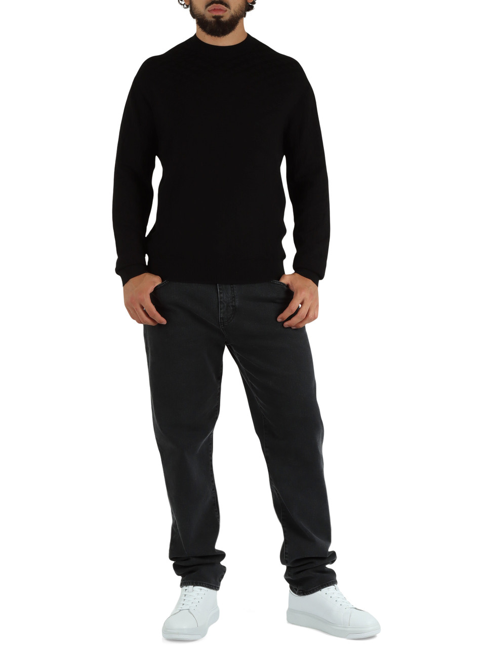 NERO | Maglia in misto viscosa con motivo logo