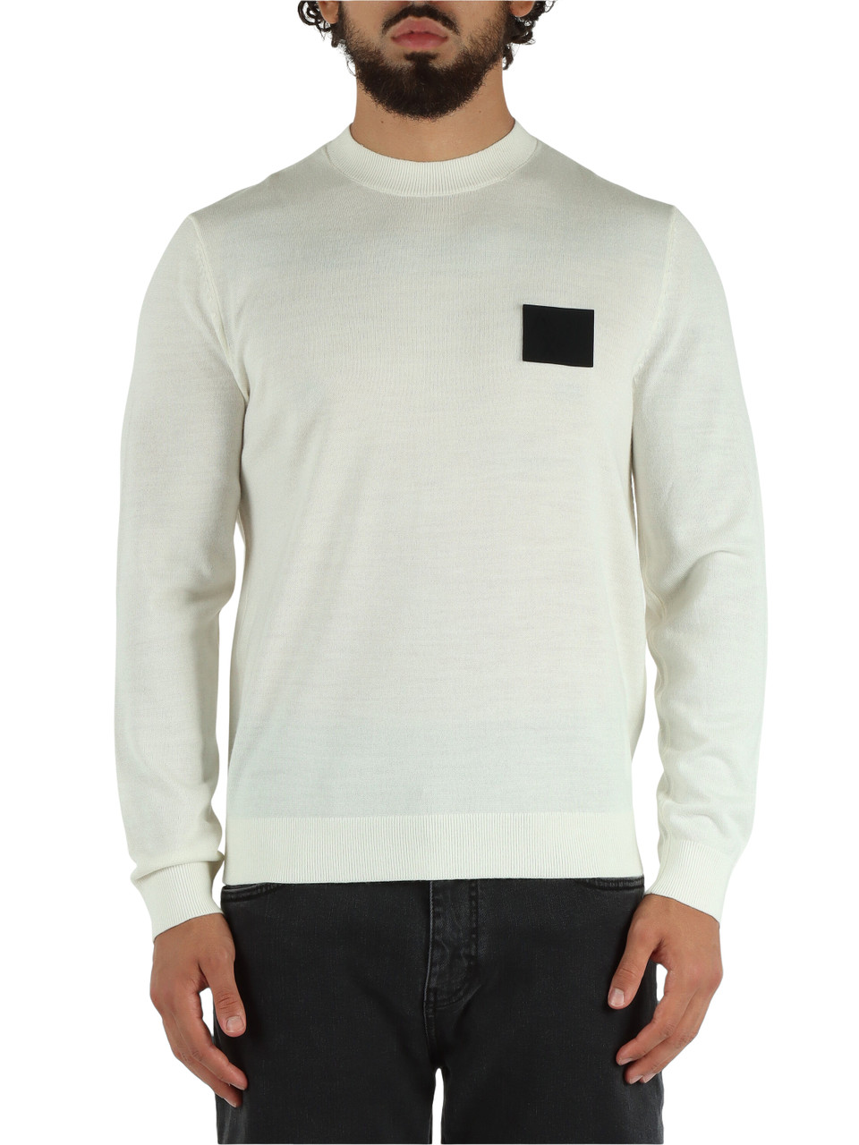 OFF WHITE | Maglia in misto lana vergine con patch logo