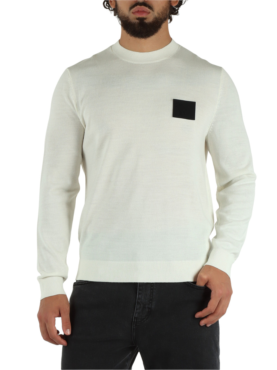 OFF WHITE | Maglia in misto lana vergine con patch logo