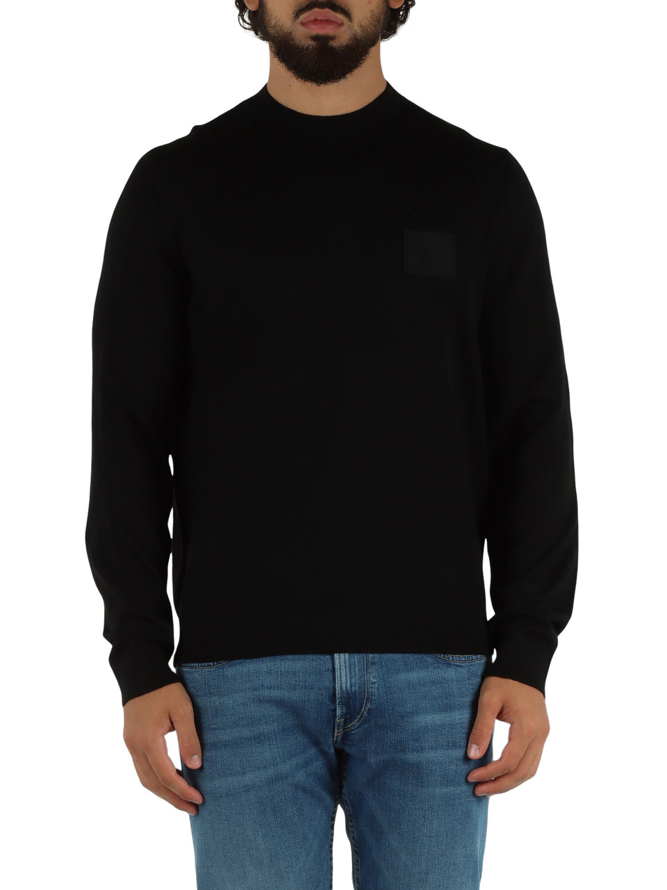 NERO | Maglia in misto lana vergine con patch logo