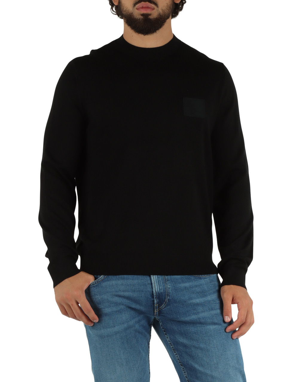 NERO | Maglia in misto lana vergine con patch logo