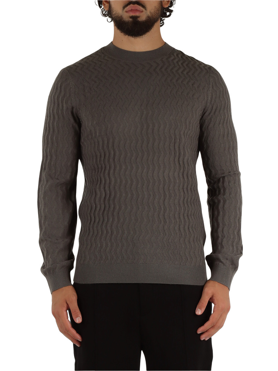 GRIGIO | Maglia in misto lana vergine con motivo decorativo