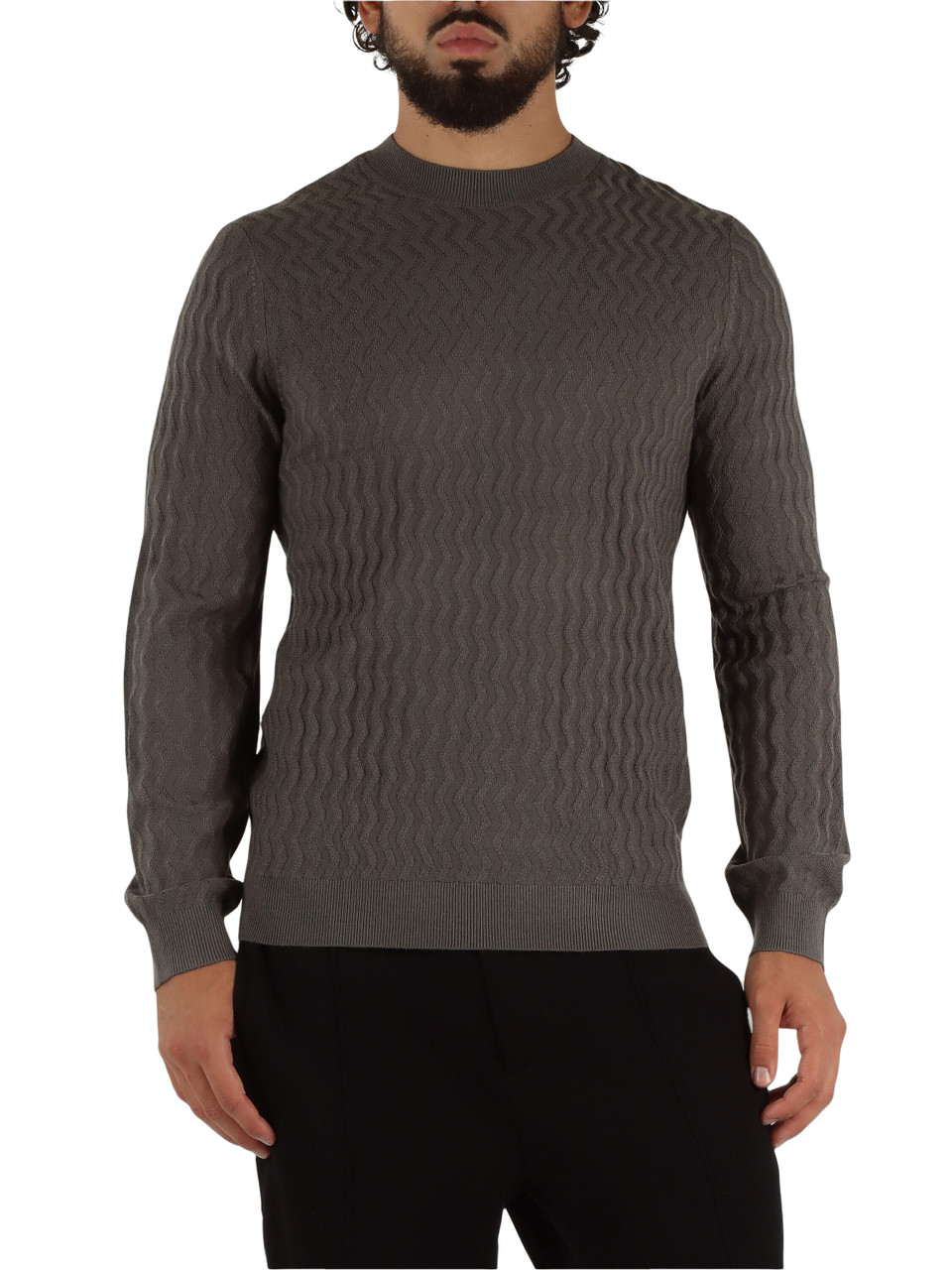 GRIGIO | Maglia in misto lana vergine con motivo decorativo