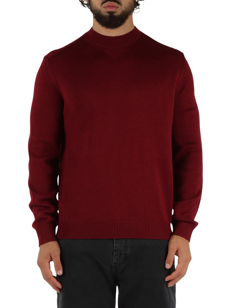 BORDEAUX | Maglia girocollo in misto cotone e lana vergine