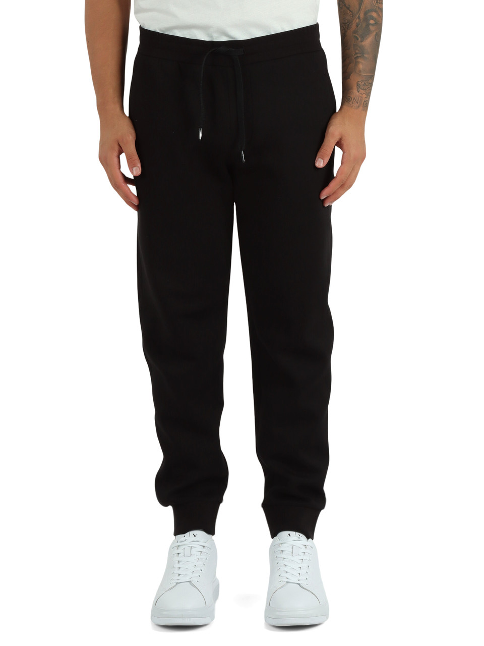 NERO | Pantaloni sportivi in misto cotone con ricamo logo