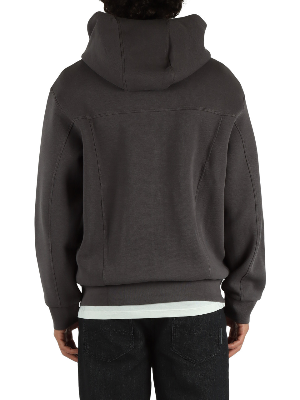 GRIGIO | Felpa in misto cotone con zip e cappuccio