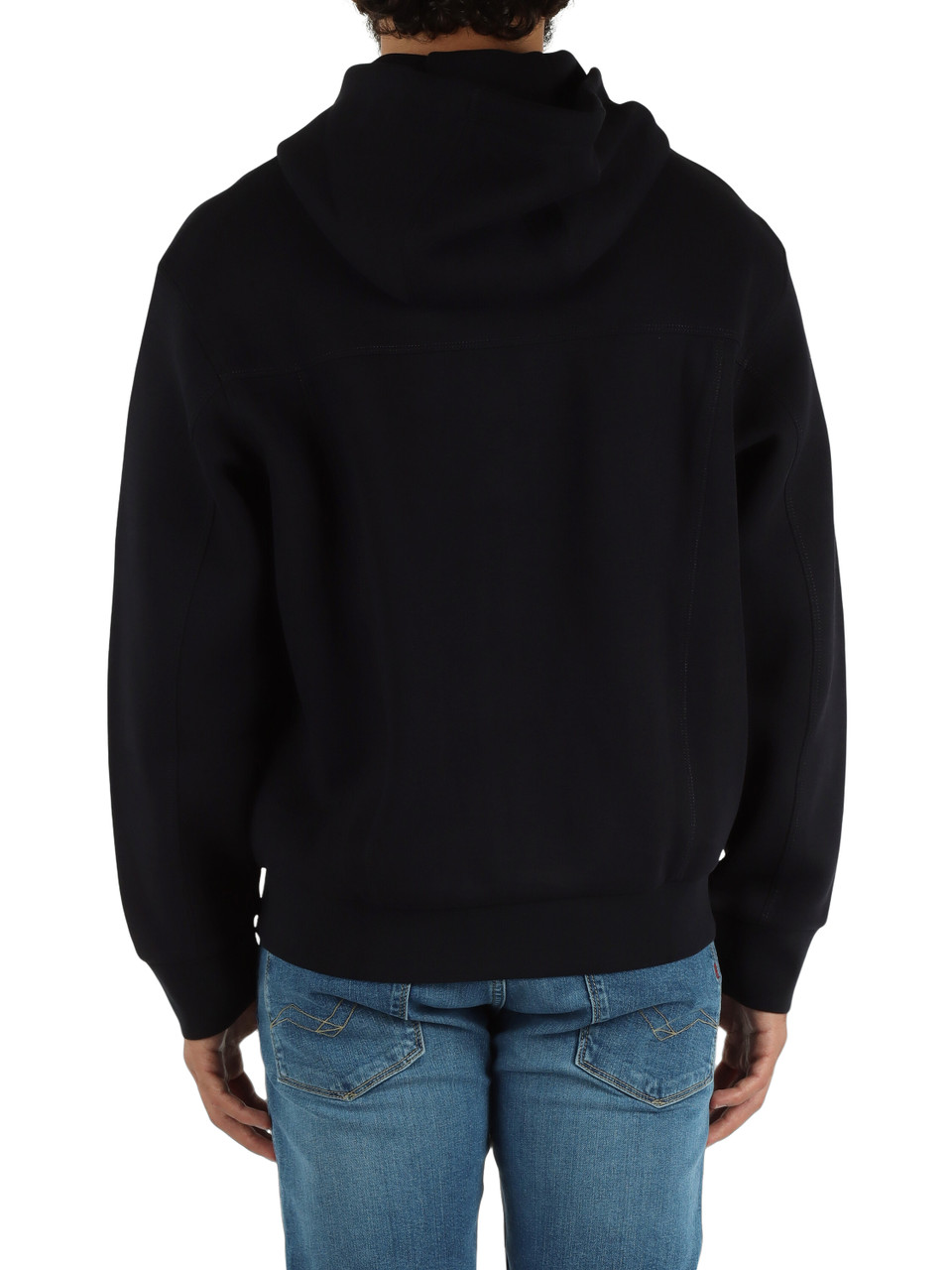 BLU SCURO | Felpa in misto cotone con zip e cappuccio