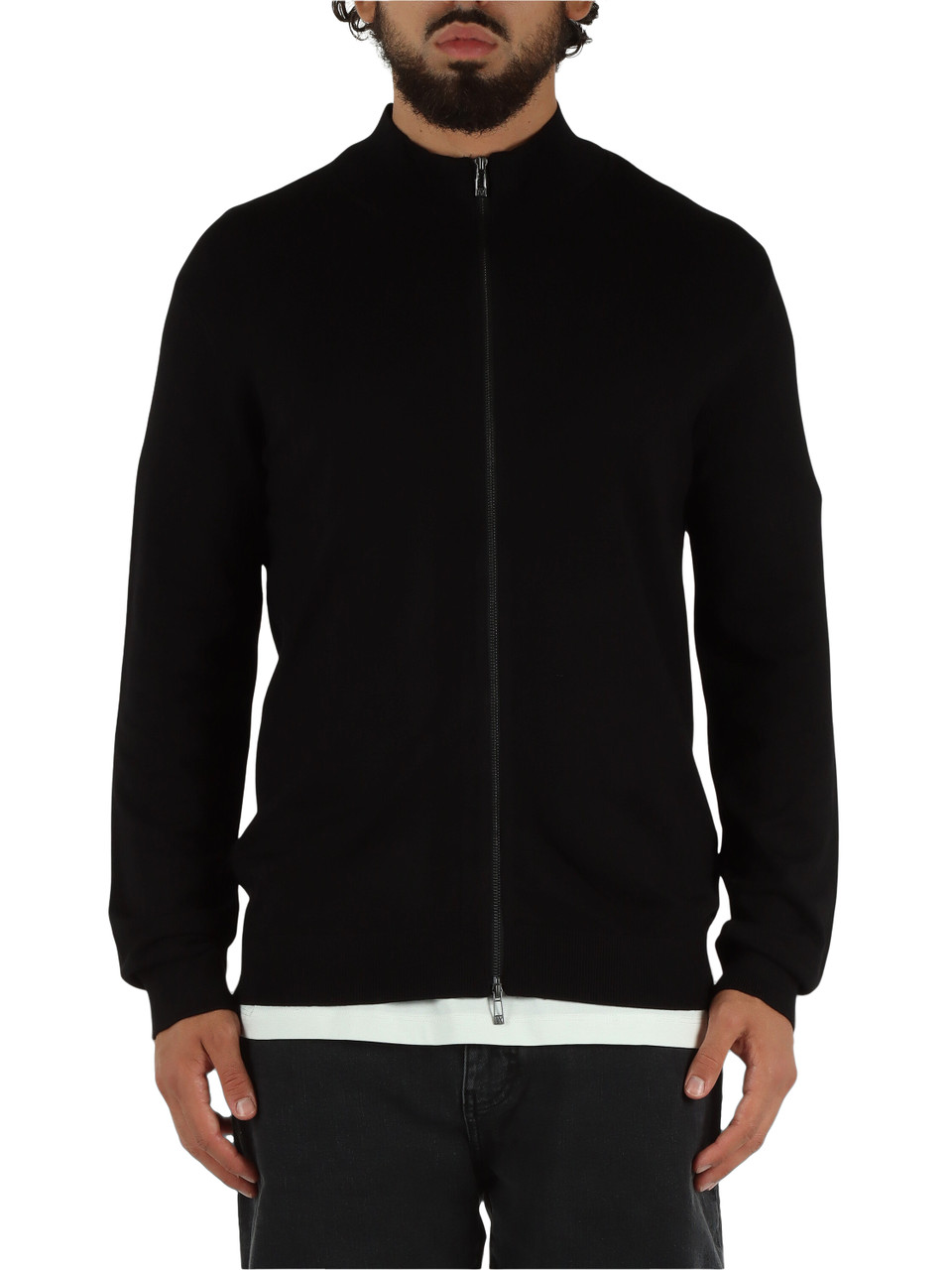 NERO | Cardigan con zip in misto viscosa