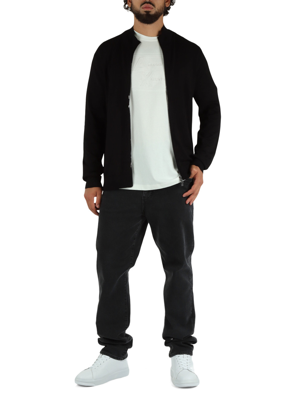 NERO | Cardigan con zip in misto viscosa