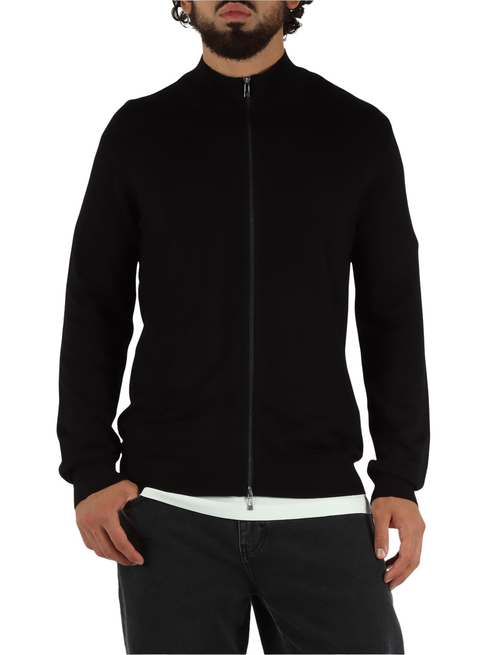 NERO | Cardigan con zip in misto viscosa