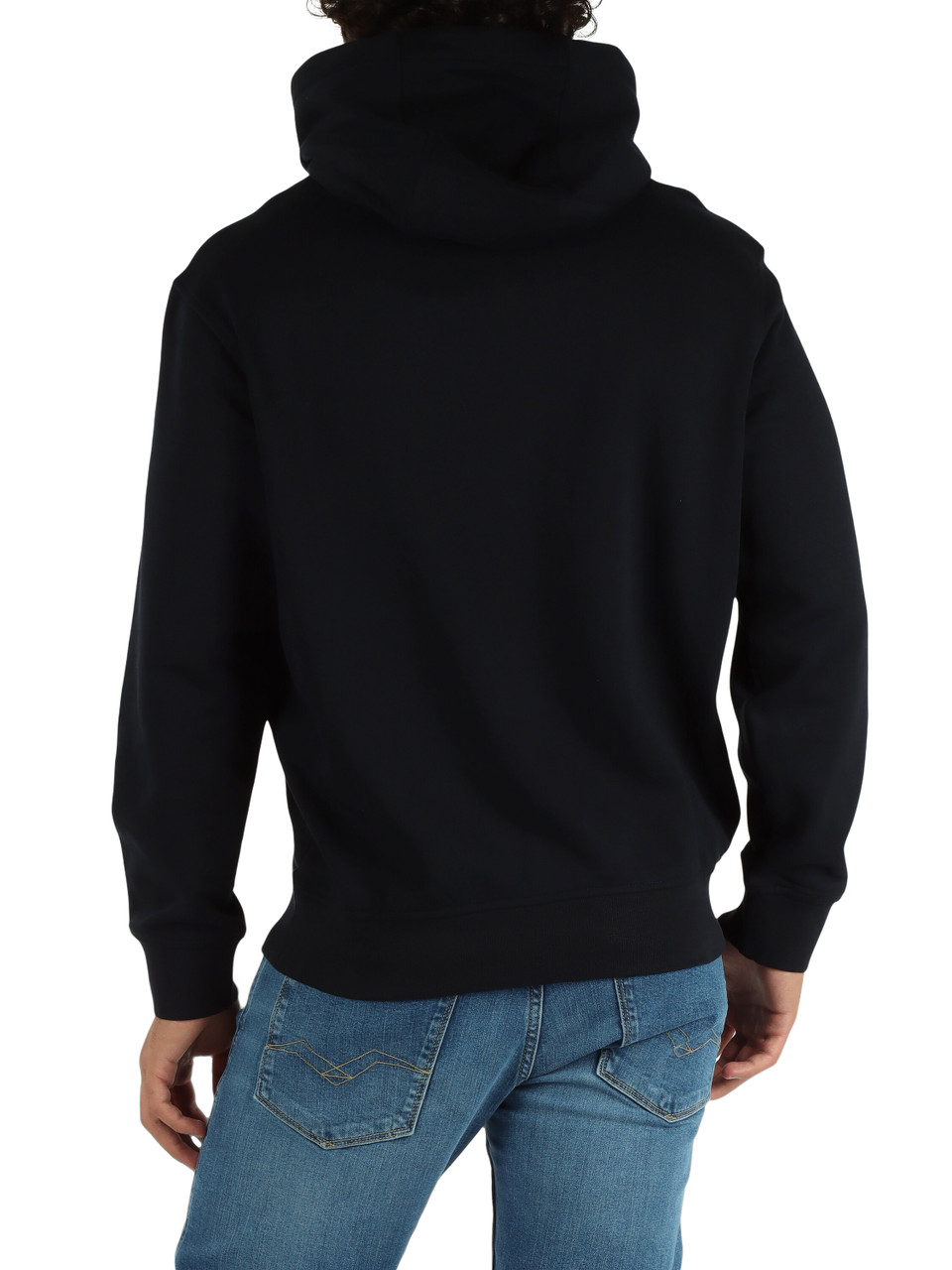 BLU SCURO | Felpa con cappuccio in cotone garzato