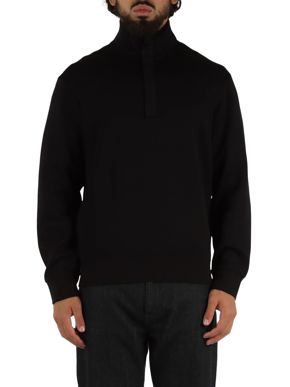 NERO | Felpa collo a zip in misto cotone