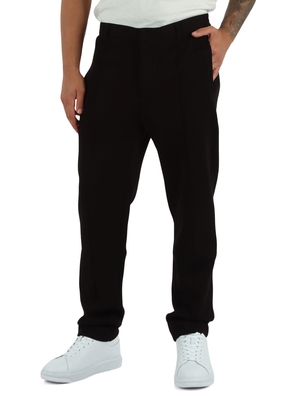 NERO | Pantalone in misto cotone piquet