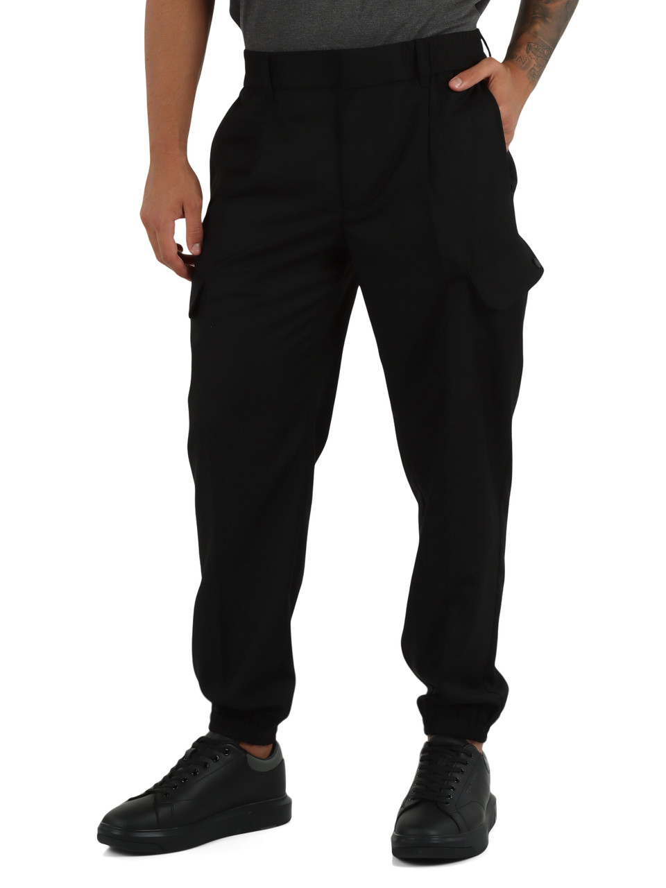 NERO | Pantaloni cargo in misto viscosa