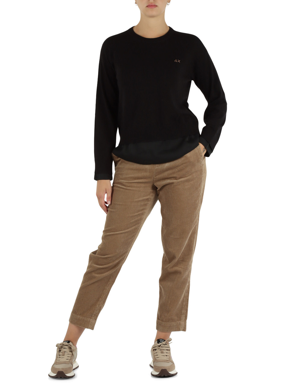 NERO | Maglia in lana merino e cotone con inserti in lyocell