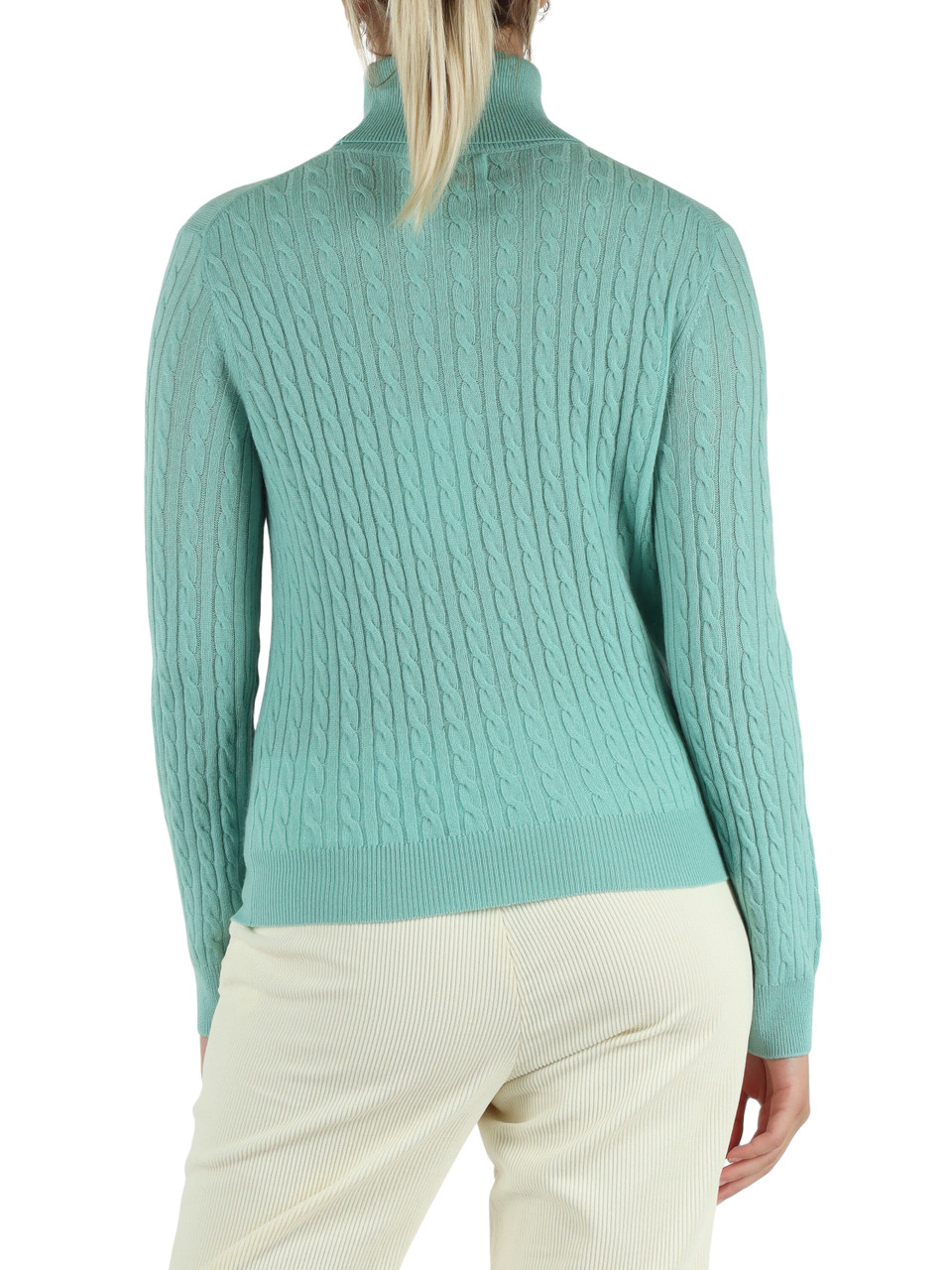 VERDE ACQUA | Maglia collo alto in lana merino e cashmere